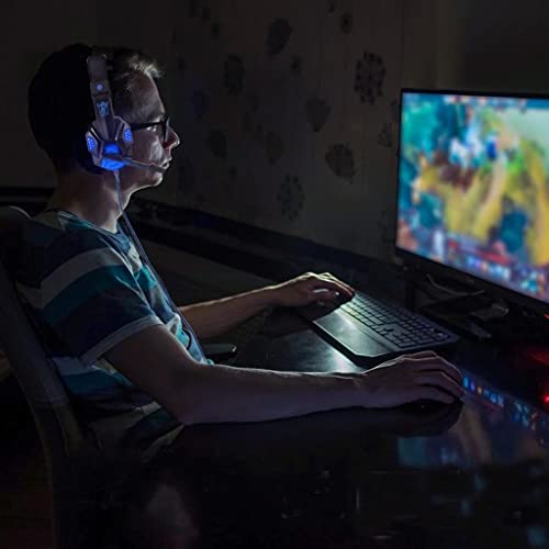 Retoo Przewodowy zestaw słuchawkowy do gier słuchawki gamingowe z mikrofonem redukcja szumów zestaw słuchawkowy do komputera, laptopa, PS4, tabletu, smartfona, telewizora, czarno-niebieski
