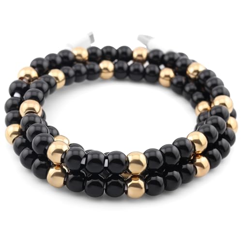 Image of Stylish Beaded Phone Charger Cable Colors USB Charging Cord for Smartphones (4-1, Black & Gold, 6.6ft)
