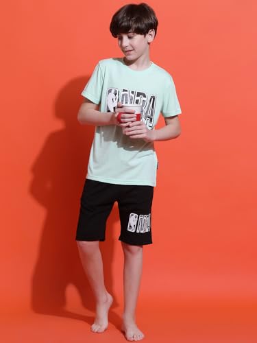 Image of Li'l Tomatoes Boys 100% Cotton Night Suit | Summer T-Shirt & Shorts Set | Soft & Breathable Sleepwear | 9-16 Years