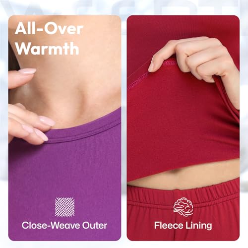Image of WEERTI Thermal Underwear for Women Long Johns with Fleece Lined Long Underwear Set Cold Weather Pajamas Top Bottom