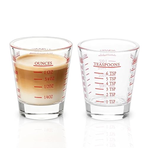 Vaso medidor multiusos de vidrio pesado 30 ml rojo miniatura 1
