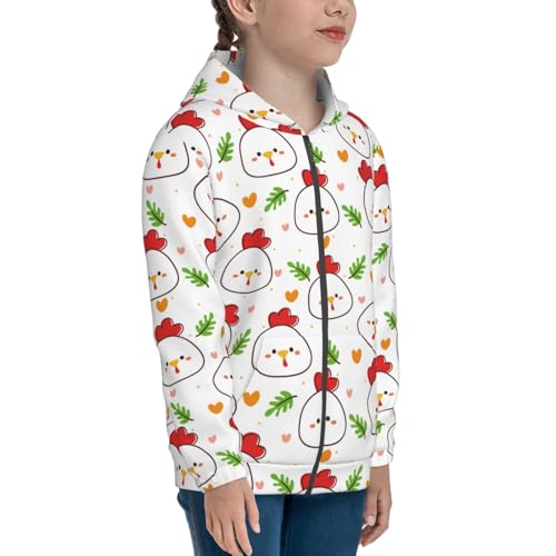 Cartoon Chicken and Plant Kids Pullover Hoodies Boys Zip Up Sweatshirts Girls Athletic Clothes with Pocket4
