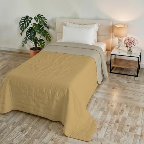 Colcha double face Golia ocre para renovar tu dormitorio 2