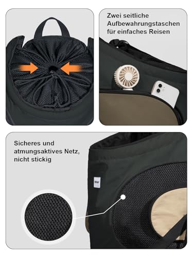 Hundetragerucksack，Hund Tragetasche für Kleine Mittelgroße Hunde und Katzen，Hunderucksack bis 8.5kg，Atmungsaktiv und Bequem Haustier ，Tragbar Reisetasche mit Hiking Travel Outdoors，Dunkelgrau