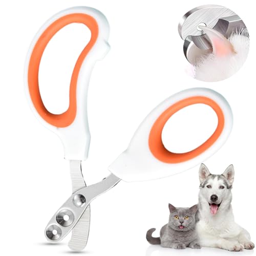 1Pcs Pet Claw Clipper Double Hole Cat Nail Clippers Avoid Over Cutting Cat Claw Clipper with a Padded Non-Slip Handle Pet Nail Clippers Grooming Tool(COLOR:Orange White)