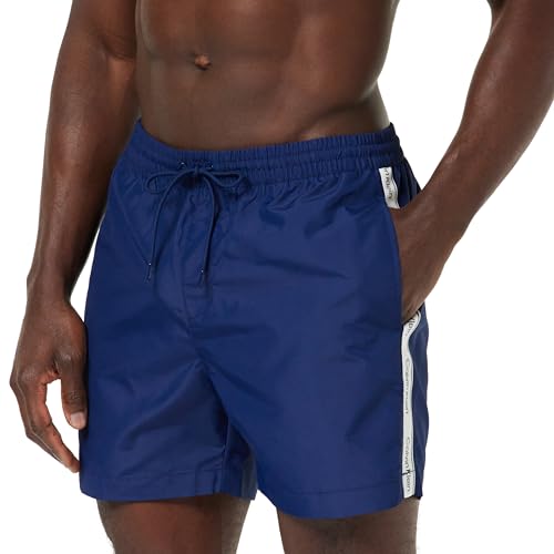 Calvin Klein Bañador para Hombre Medium Drawstring Pernera Media, Azul (Signature Navy), M