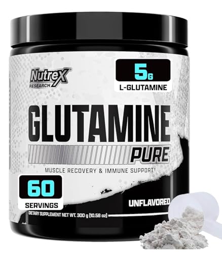 Nutrex Research L-Glutamine Powder Supplement - 60 Serving - Pure Unflavored, Non-GMO & Gluten Free | No Clumps!