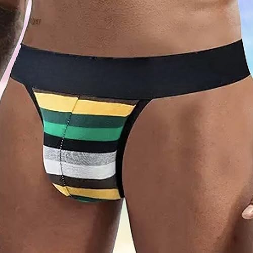 Mens Jock Strap Rainbow Cotton Jockstraps for Men Athletic Supporter Mens Thongs Underwear for Gym Sport