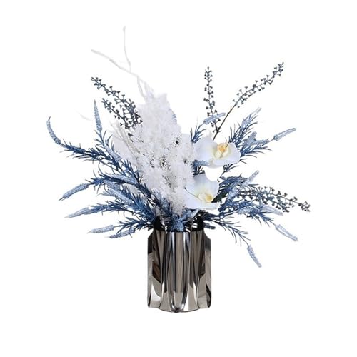 WFchenj222-6 Flores Artificiales en jarrones Conjunto de Arte Floral de simulación Azul, decoración for el hogar, Sala de Estar, Restaurante, Hotel, Modelo de habitación, Adornos de Flores artifici