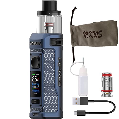 Cigarrillo electrónico, Authentic SMOK 85 W RPM 85, batería de 3000 mAh, vaporizador de 6 ml con pantalla TFT a color de 0,96 pulgadas, sin nicotina ni tabaco (mate Blu01)
