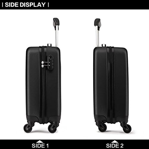 Kono 19 inch Carry On Luggage Lightweight Hard Shell ABS 4 Wheel Spinner Suitcase 2 Year Warranty Durable (Black)