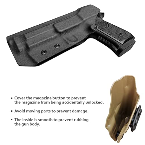 Beretta 92FS 92A1 96A1 Holster IWB / OWB Kydex Holster For Beretta 92 FS / 92 A1 / 96 A1 Pistol Accessories- Inside / Outside Waistband Concealed Carry - Adj. Width Height Retention Cant, Cover Mag-Button, Entrance Widened