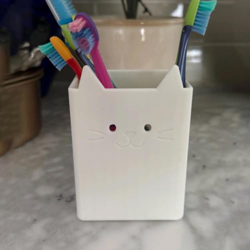 House of Heaven Cute Cat Pen Holder | 3D Printed Desktop Pencil & Stationery Organizer | Multi-Compartment Desk Storage for Pens, Pencils, Markers, Makeup Brushes | Large Size Deal