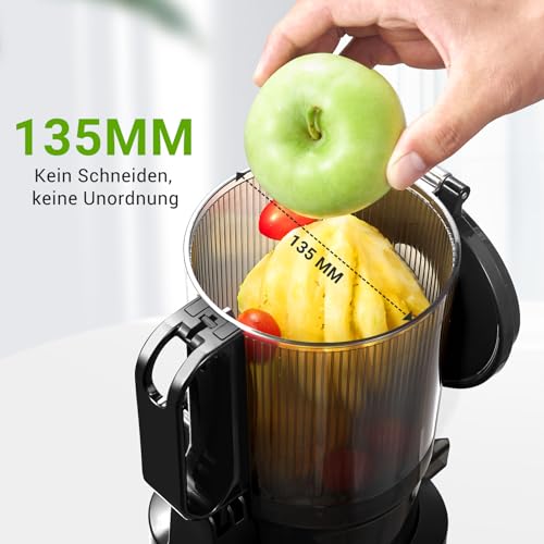 AMZCHEF 250W Automatischer All-In-One Entsafter, 135MM Öffnung und 1,8L entsafter für Gemüse und Obst, Entsafter Slow Juicer Testsieger mit Dreifachem Filter - Schwarz – Bild 4
