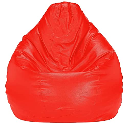 Image of Casa Copenhagen Premium Leather Bean Bag Chair, Filled with Beans | Capacity: Upto 7 Ft Height, 200 KG Weight | 5XL | Blood Red