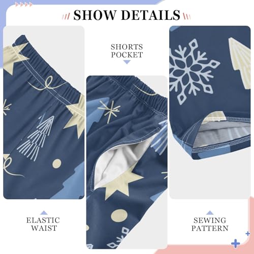 Boys' Pants Christmas Winter Forest Tree Navy Long Bottoms Jogger Pants Elastic Waist Trousers with Pockets S-XL4