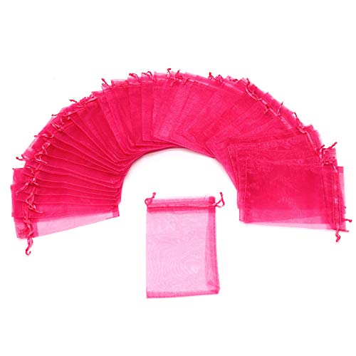 Image of Dealglad 100pcs Drawstring Organza Jewelry Candy Pouch Party Wedding Favor Gift Bags (7x9 inch, Rose)