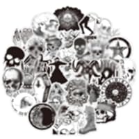 100PCS Gothic Stickers for Water Bottle,Black White Skull Stickers,Waterproof Vinyl Stickers Perfect for Hydro Flask Laptop Phone Car Skateboard. Gothic American