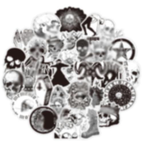 100 calcomanías góticas para botella de agua, calcomanías de calavera blanca y negra, calcomanías de vinilo impermeables perfectas para Hydro Flask, laptop, teléfono, coche, monopatín [gótico