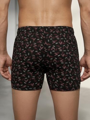 Image of Lux Cozi Men's 100% Cotton Printed Inner Elastic Long Trunk | Printed Long Trunk for Men | Color and Print May Vary | Long Trunk for Men Pack of 4