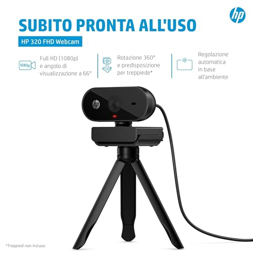 320 Webcam FHD 1080P, USB, Grandangolare, Copriobiettivo, Angolazione regolabile, Correzione Automatica Luminosità, Certificata "Works With Chromebook", Chrome OS, Windows 11, macOS, Nera - Webcam - Immagine 7