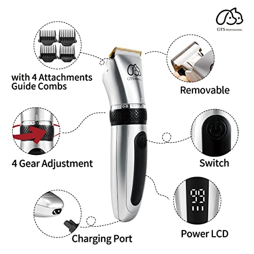 Pet Clippers Professional Dog Grooming Kit Adjustable Low Noise High Power Rechargeable Cordless Pet Grooming Tools , Hair Trimmers For Dogs And Cats, Washable（Ipx5), With Led Display. #TOP1