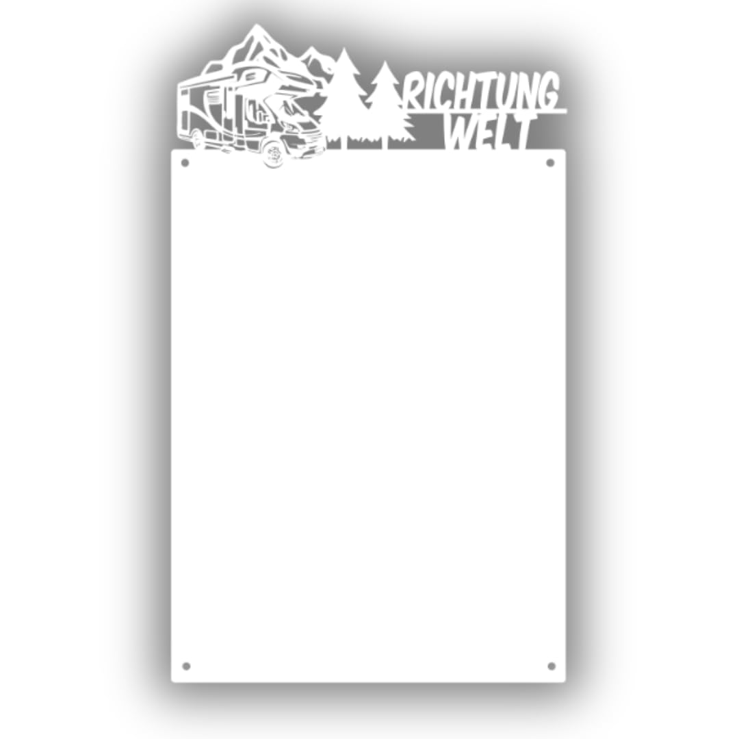 Pizarra Magnética con Diseño de Campista - Ideal Para Imanes y Notas - Pizarra Blanca Magnética - Incluye Kit de Montaje - 30x50 cm - Blanco