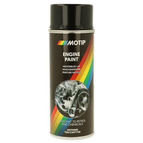 MOTIP ENGINE PAINT Maschinenfarbe Schwarz 400 ml - Motorlack Spraydose, Benzin- & Chemikalienbeständig, Kratzfest, für Motor, Maschinen & andere Metalloberflächen