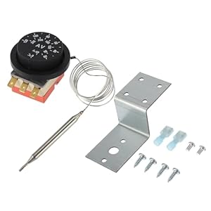 Universal 12V Electric Radiator Fan Thermostat Controller Kit Liquid Expansion Temperature Control Switch for Car, Durable Stainless Steel Black Silver Tone 1Set