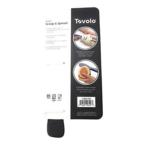 Image of Tovolo Mini Scoop and Spread Tool for Kitchen Meal Prep Small Sandwich Spreader Spatula for Peanut Butter Jelly, Silicone BPA Free Dishwasher Safe Scooper Spreader, Charcoal and Oyster Gray