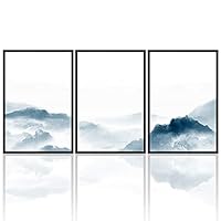 3 Piece Framed Canvas Wall Art Mountain with Fog Canvas Prints Home Artwork Decoration for Living Room,Bedroom - 16
