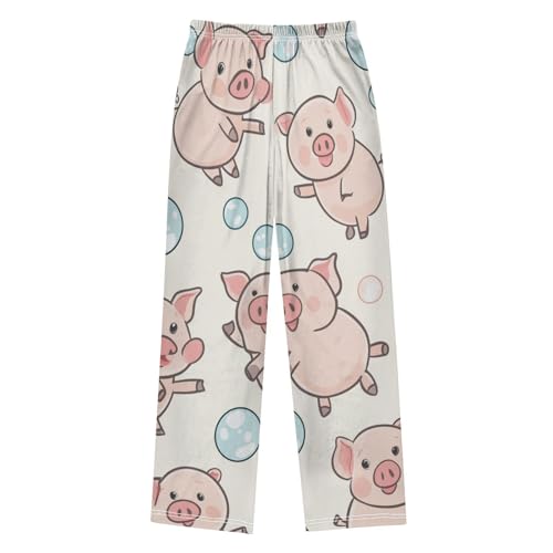 Pig with Bubbles Boys Long Pants Soft Trousers Elastic Waist Kids Lounge Bottoms with Pockets S-XL2