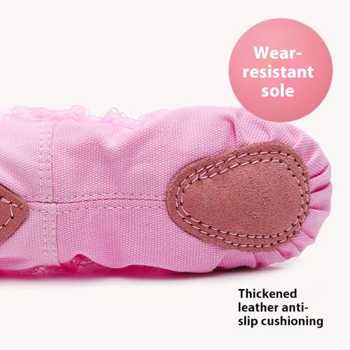 Soft Soled Dance Shoes - Bow Tie Lace Canvas Ballet Shoes & Ballet Flats for Girls Perfect for Toddler/Little Kid/Big Kid3