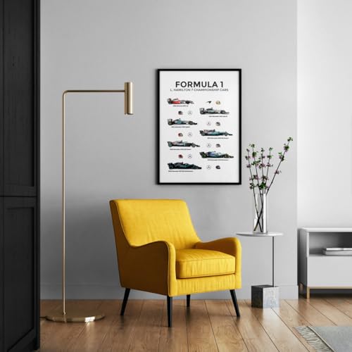 Quadro Decorativo Com Moldura Fórmula 1 F1 Lewis Hamilton Carros 7 Campeonatos Mundiais (Moldura Pre