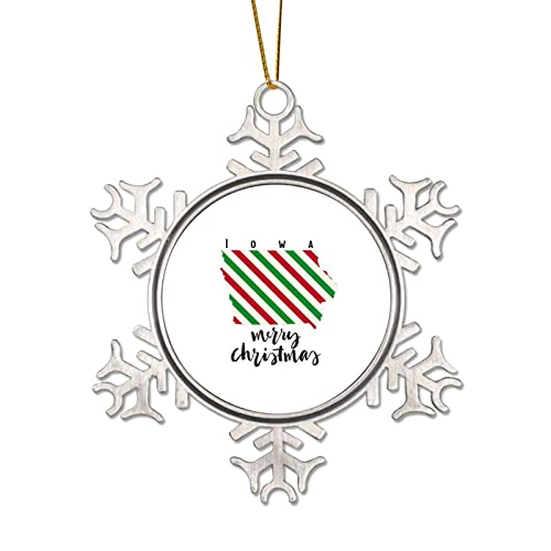 Decorazioni in peltro Chtistmas Merry Christmas US Idaho State ID Map Metallo Fiocco di neve Ornamento di Natale per albero di Natale Ciondolo Pallina Calza Tag Inverno Capodanno Vacanze Souvenir