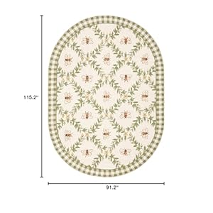 SAFAVIEH Chelsea Collection Area Rug 76 x 96 Oval Ivory Green Hand Hooked French Country Wool Ideal for High Traffic Areas in Living Room Bedroom HK55A