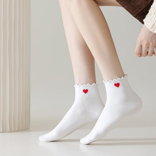 Mcool Mary Women's Ruffle Socks,Casual Cute Ankle Socks Comfort Cool Knit Cotton Frilly Socks for Women 6 Pairs2