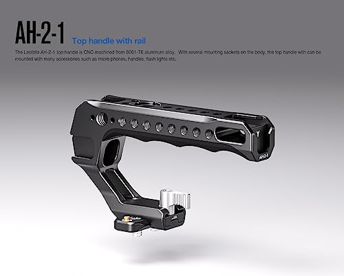 Image of Leofoto AH-2 Camera Top Handle, ARRI Side Locating Sockets, Cold Shoe Mount, Multiple 1 /4 inch-20 Accessory Sockets, Three Option Available (AH-2-1-NATO)