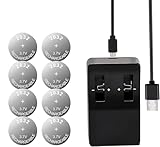 heixxow Rechargeable CR2032 Batteries 8 Pack with Charger, 45mah Lithium 2032 Battery, Button Lir2032 Battery for Apple AirTag