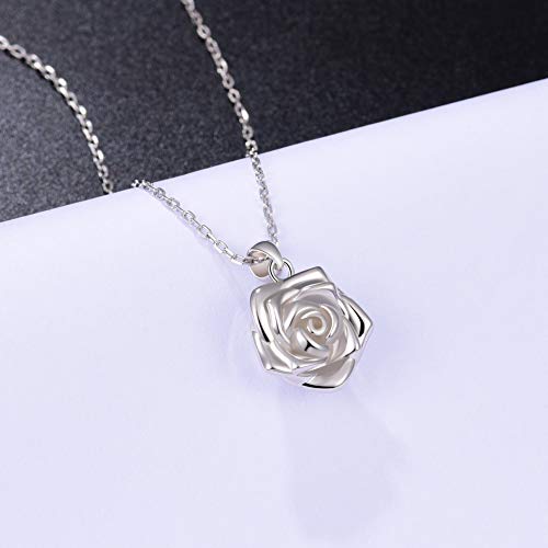 BEILIN Rose Flower Cremation Urn Pendant Necklace 925 Sterling Silver Keepsake Memorial Flower Urn Jewelry for Ashes4