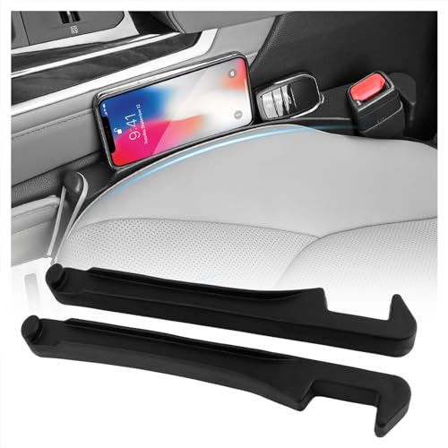 VKQTS 3 in 1 Car Seat Gap Filler Organizer 2PCS Multifunctional Car Seat Gap Plug with Storage Slot & Hook Function Anti-Drop Cars Gaps Seats Filler Cars Clutter Catcher for SUVs Trucks (Black)