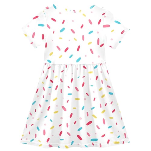 CaTaKu Girls Donuts Cute Sprinkles Dresses Toddler Summer Dress Short Sleeve Dresses for Girls Sundress 2-8T2