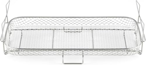 Cosori Heißluftfritteuse Zubehör, Multifunktionales Backgitter Kompatibel mit Dual Blaze TwinFry 10L, Ideal für Pommes und Hähnchenflügel, Stapelbar, Spülmaschinenfest, Edelstahl 304, 36,8 x 18,8 cm
