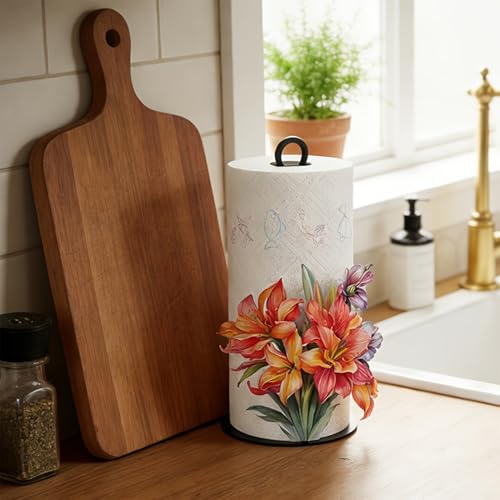Soporte para rollos de pañuelos con diseño estable de flores para cocina 5