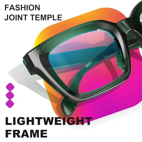 Image of VISOONE Chunky Square Anti Glare UV400 Blue Light Blocking Computer Glasses | 99% Digital Screen Filter Non-Prescription Clear Lens Thick Frame 32g Lightweight Eyewear Office for Men Women MONTANA
