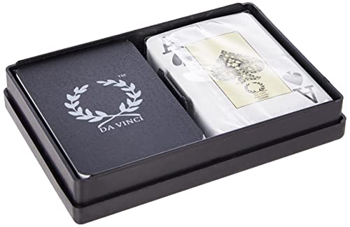 DA VINCI Persiano Italienische Spielkarten aus 100% Kunststoff (2-Deck Set Poker Größe Jumbo Index mit Hartschalenetui und 2 geschnittenen Karten), Grün/Rot – Bild 5