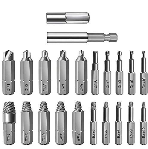 Yideng Juego de extractor de tornillos dañados y extractores de tornillos rotos con soporte de extensión magnético y adaptador de enchufe para quitar tornillos (22pcs ) Cover