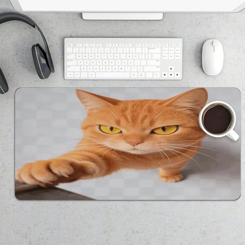Cartoon Cat Orange Desk Pad resistente al agua 30x60cm miniatura 5