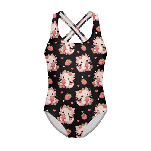 Image of Girls One Piece Bathing Suit,Slim-Fit Ruffle Strap Swimsuit with Adjustable Strap Quick Dry Summer Beach Swim Suit
