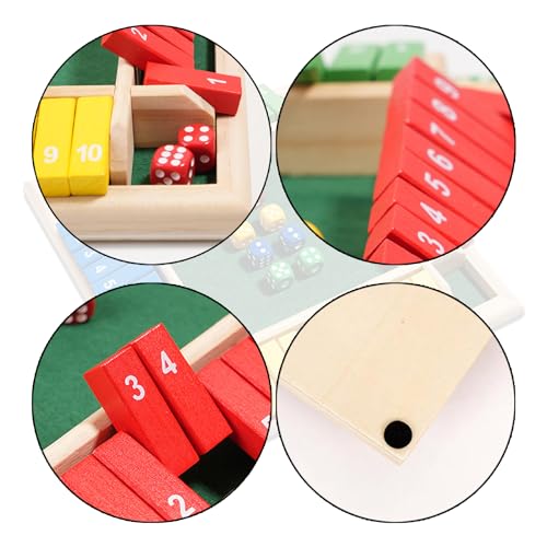 Image of Shut The Box Dice Game 1-4 Players 10 Numbers Wooden Dice Game Traditional Bar Table Mat Game Enhances Math and Decision-Making Skills for Kids and Adults
